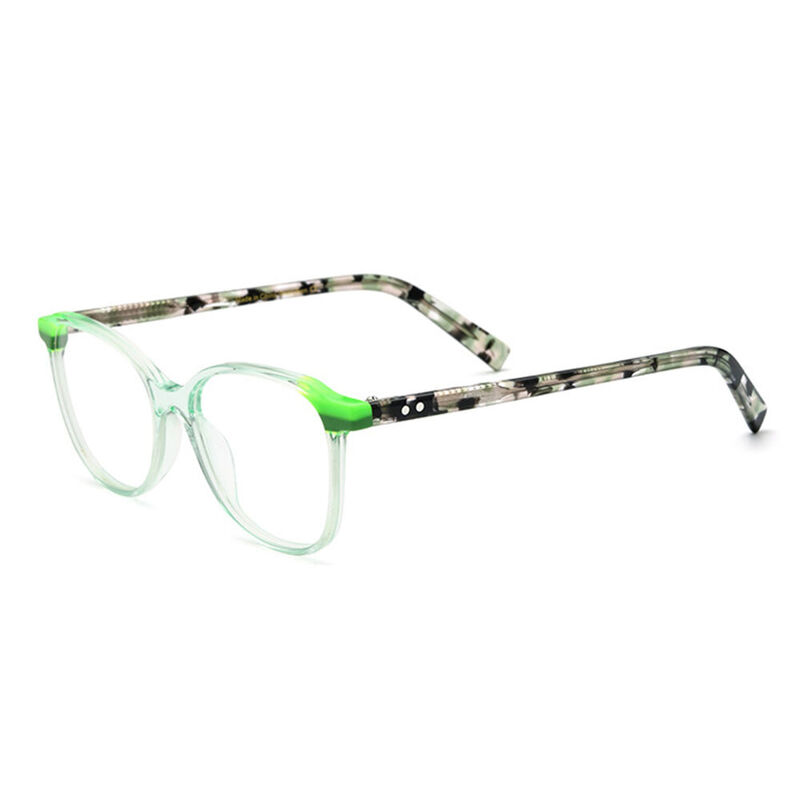 Wilmot Oval Green Clear Glasses