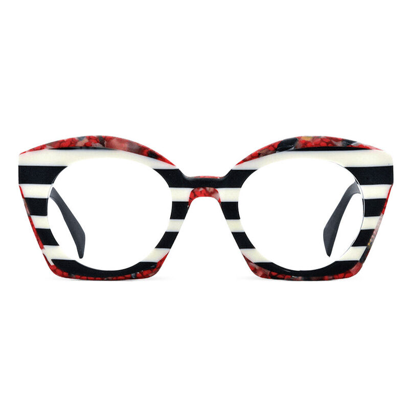 Faithe Cat Eye Black White Glasses