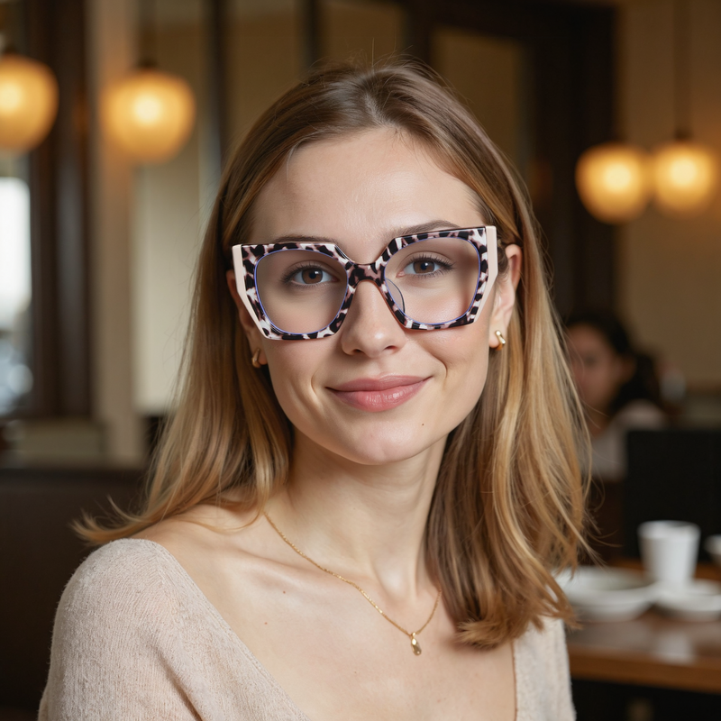 Hedda Cat Eye Leopard Glasses