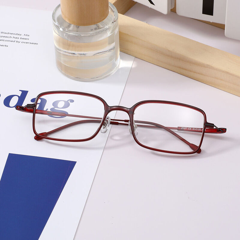 Ottea Rectangle Red Glasses