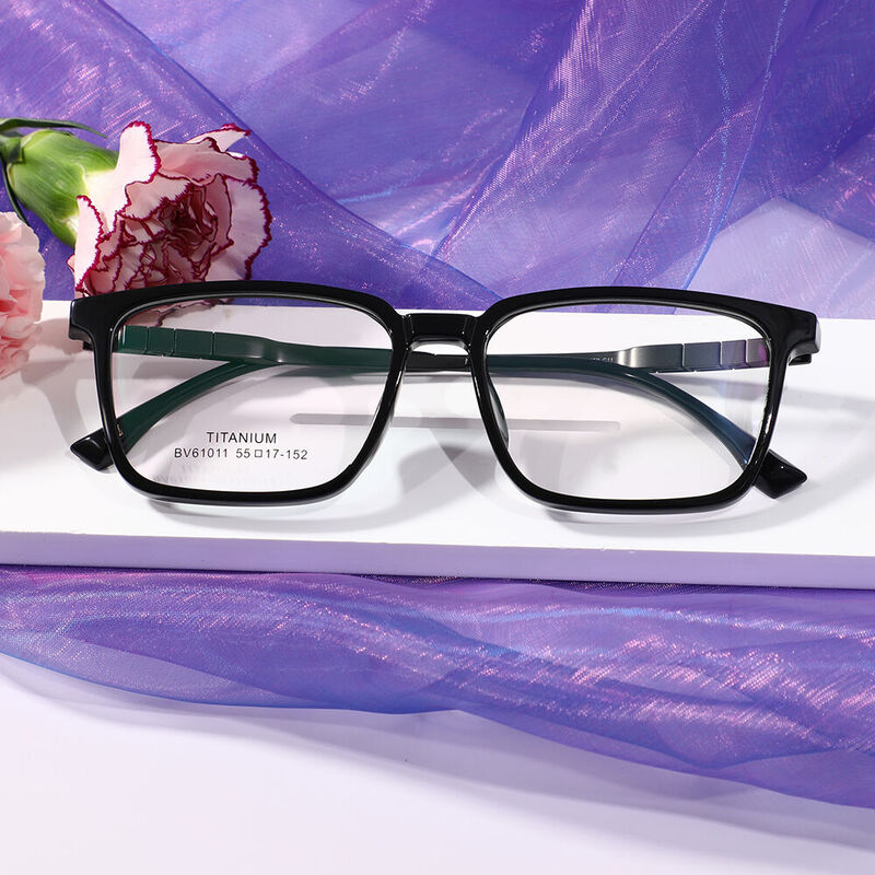Celest Rechteckige Schwarze Brille