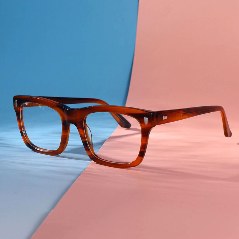 Island Rectangle Brown Glasses
