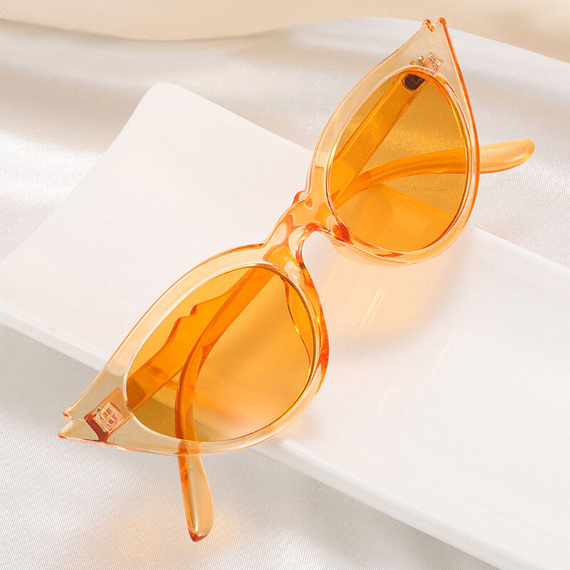 Rosie Cat Eye Oval Orange Sunglasses