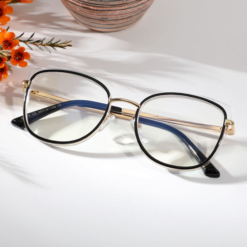 Walpole Cat Eye Black Clear Glasses