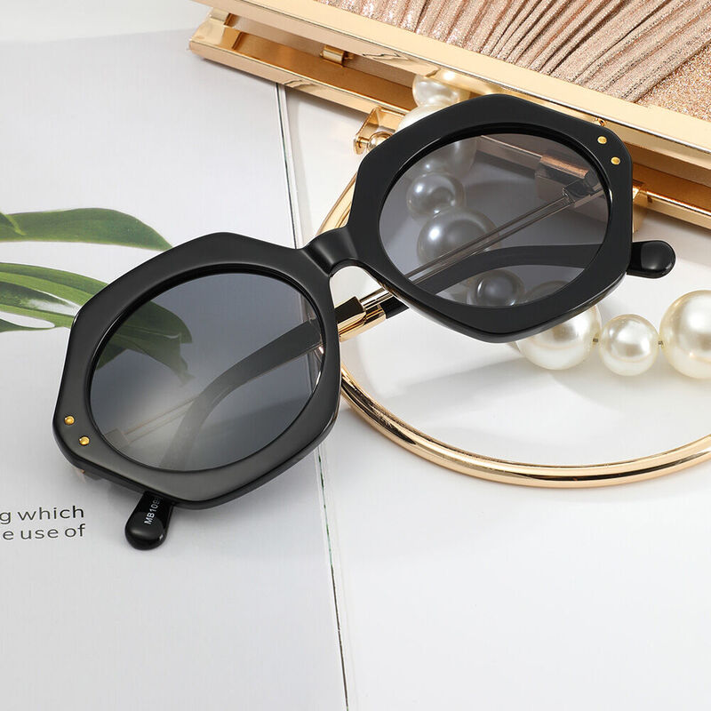 Mathilde Geometric Black Sunglasses