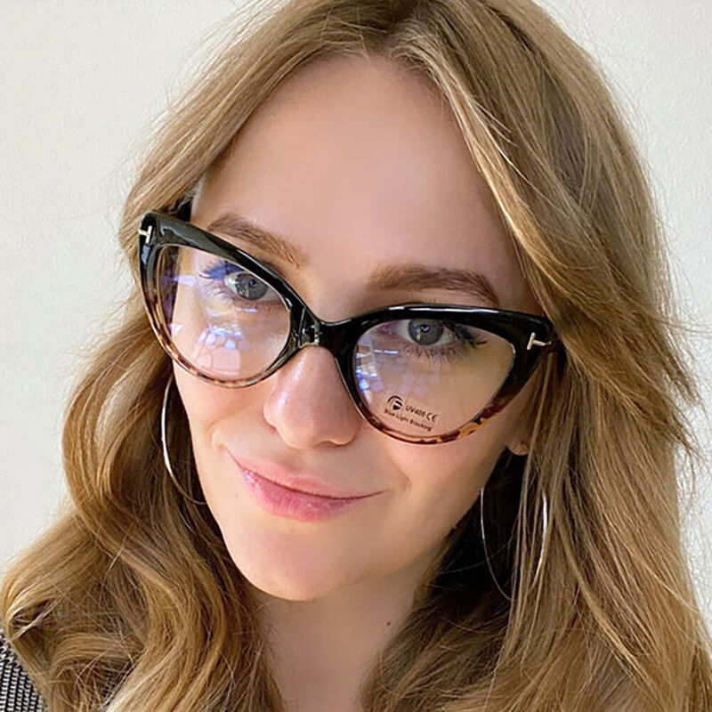 Astrid Cat-Eye Black Leopard Glasses