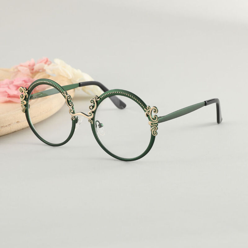 Juliana Round Green Glasses