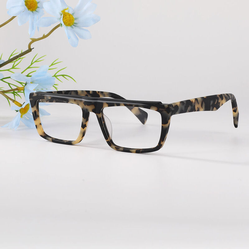 Paddy Rectangle Leopard Glasses
