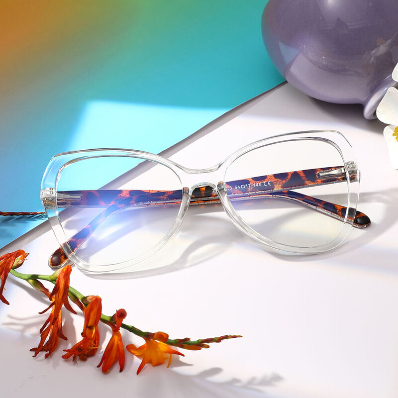 Snow Cat Eye Clear Glasses