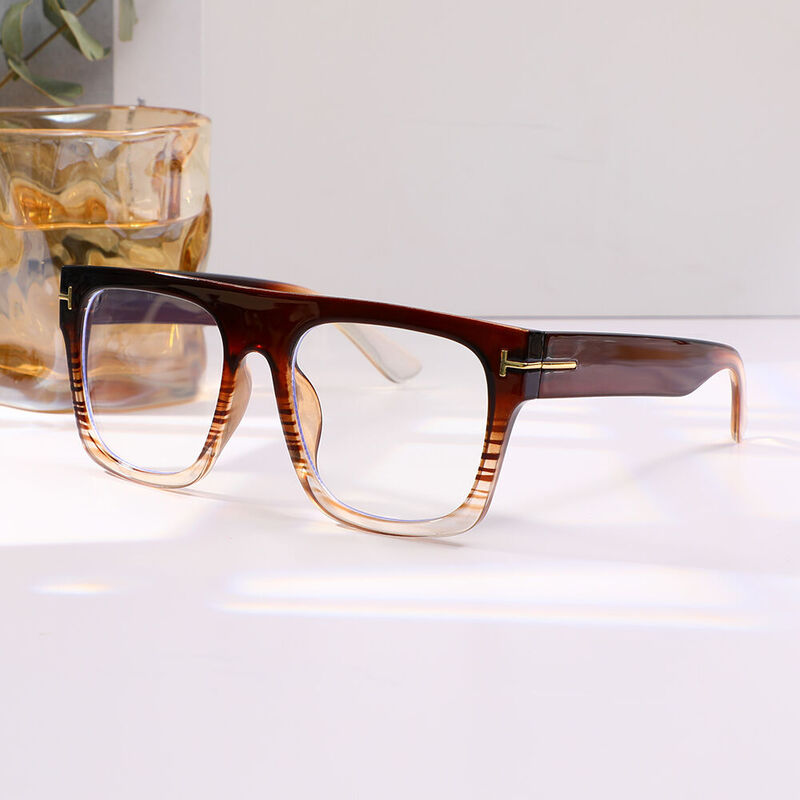Vibrant Square Brown Glasses