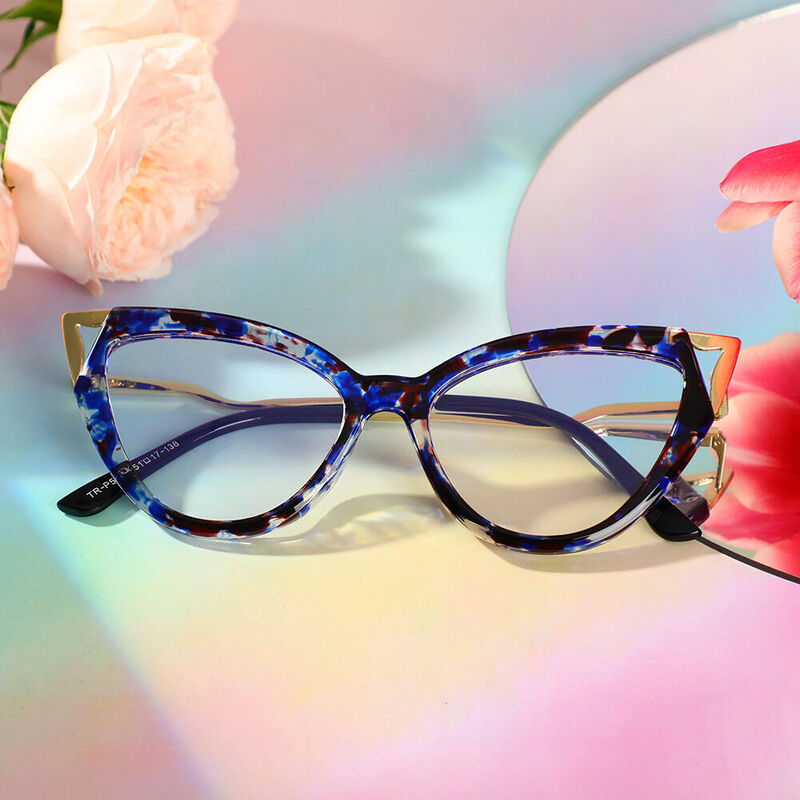 Nydia Cat Eye Blue Glasses