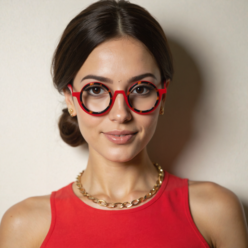 Careg Runde Rote Brille