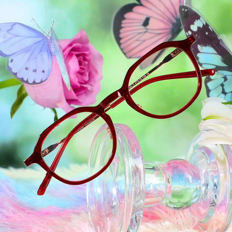 Prudence Quadratische Rote Brille