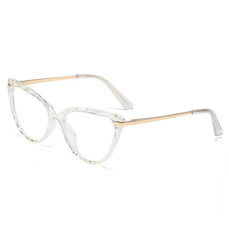 Sigrid Cat Eye White Transparent Glasses