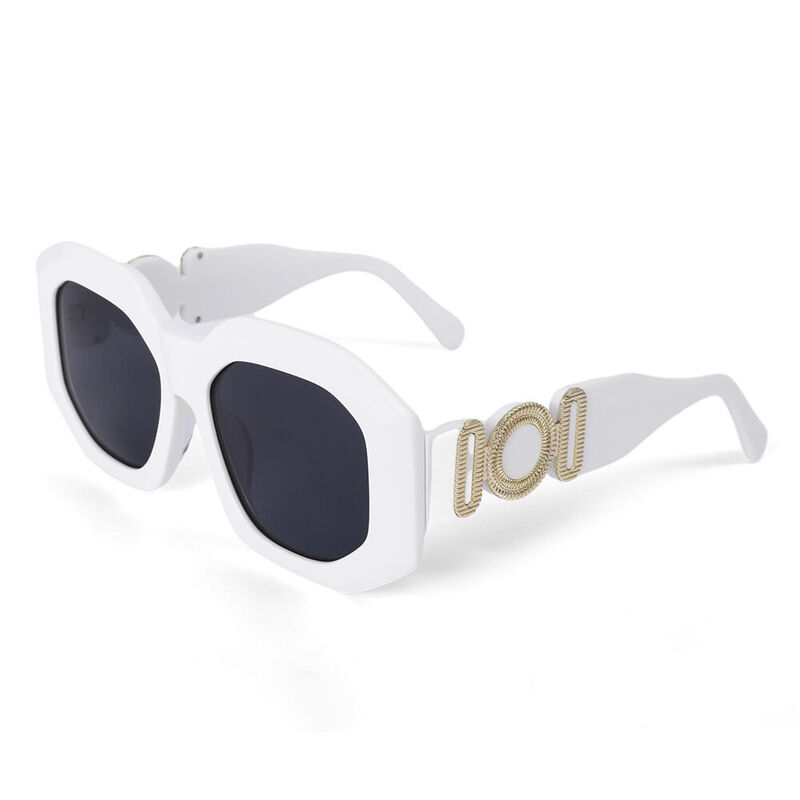 Gail Geometric White Sunglasses