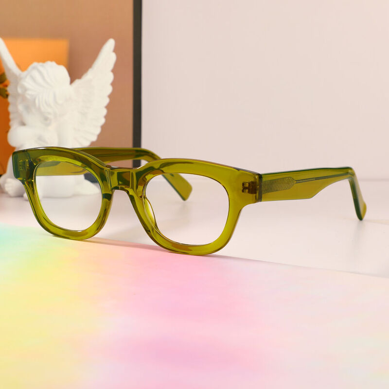 Motley Square Green Glasses