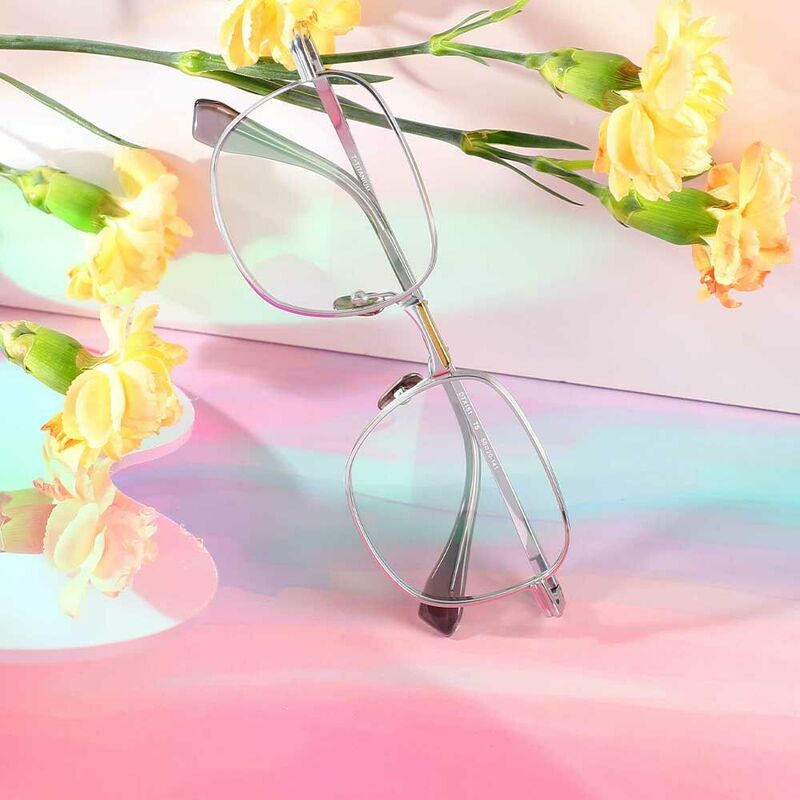 Greg Quadratische Silberne Brille