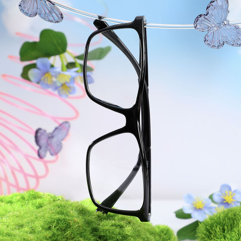 Phyllis Rechteckige Schwarze Braune Brille