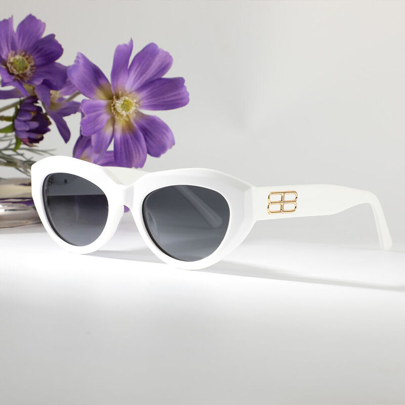Regina Cat Eye White Sunglasses