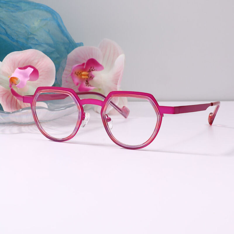 Kenn Geometric Pink Glasses