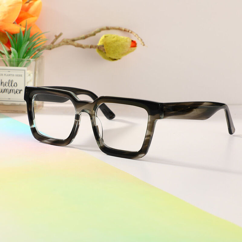 Edward Square Stripe Grey Glasses