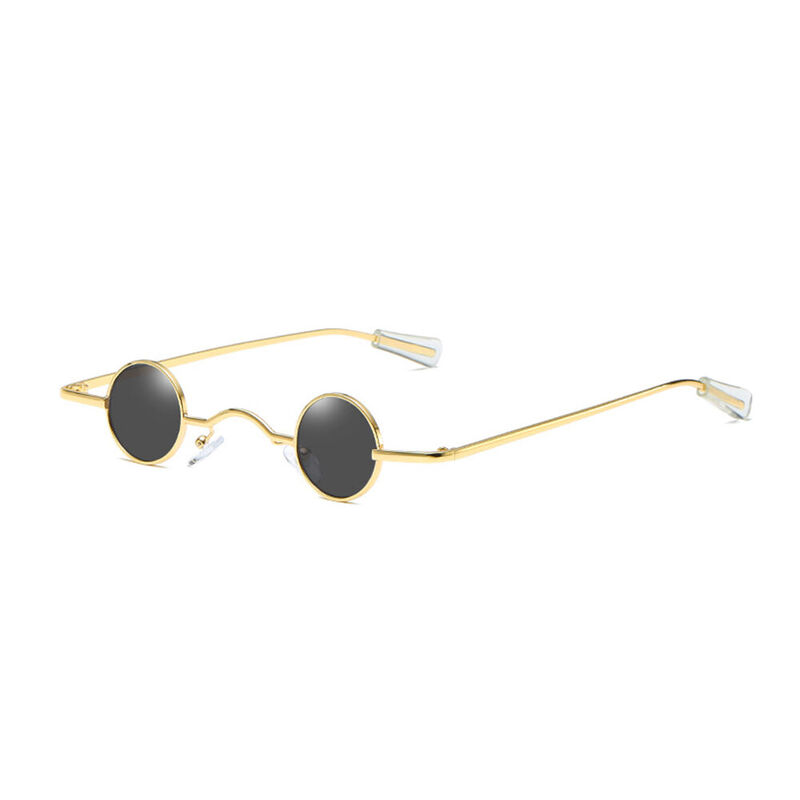 Punk Round Gold Black Sunglasses