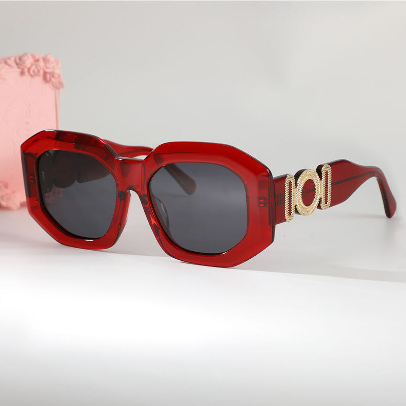 Gail Geometric Red Sunglasses