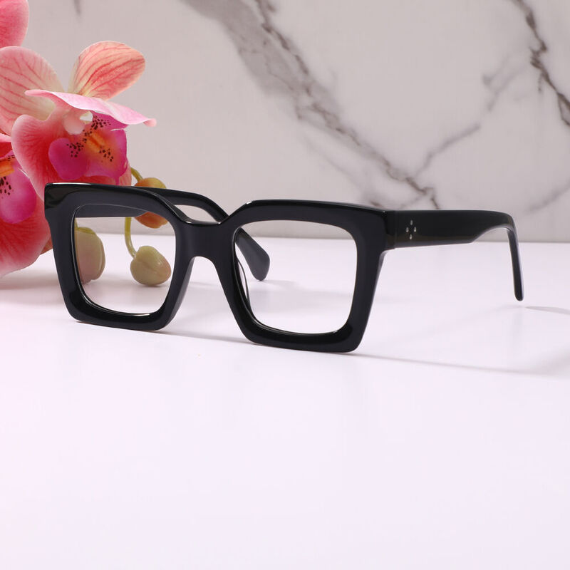 Stewa Square Black Glasses