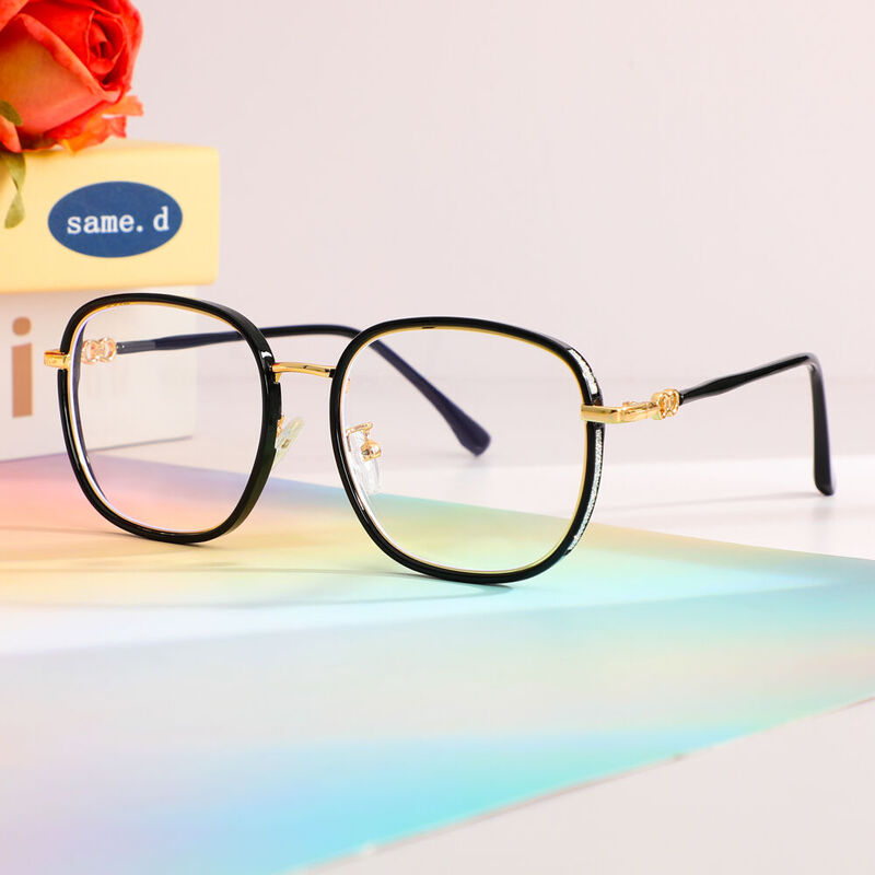 Hulda Square Black Gold Glasses