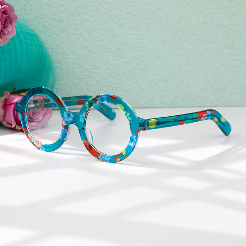Lunettes de Vue Kristie Round Bleu Fleur