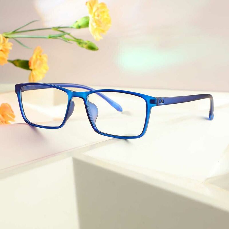 Madison Rectangle Blue Glasses