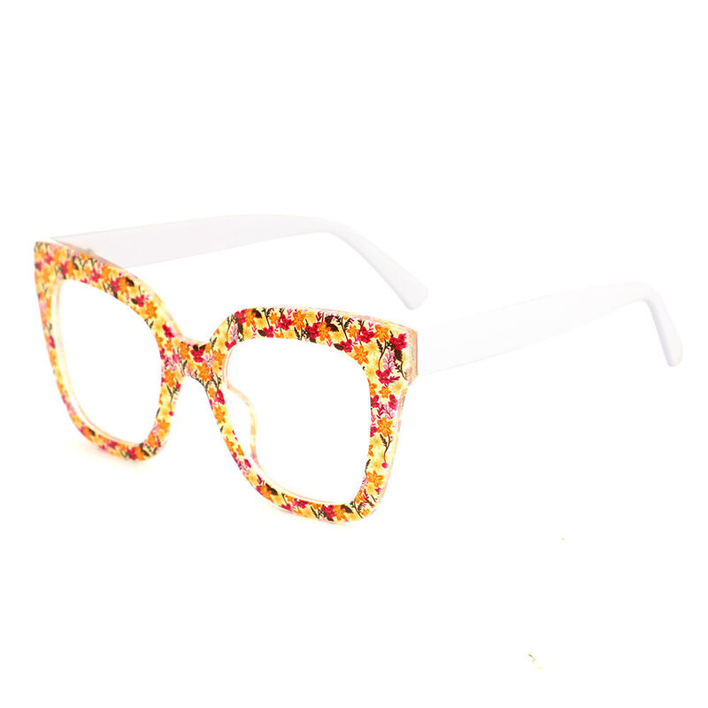 Lunettes de Vue Cynthia Carré Jaune Floral