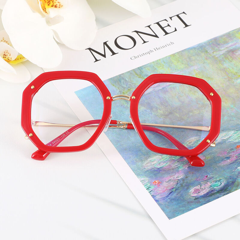 Megre Geometric Red Glasses