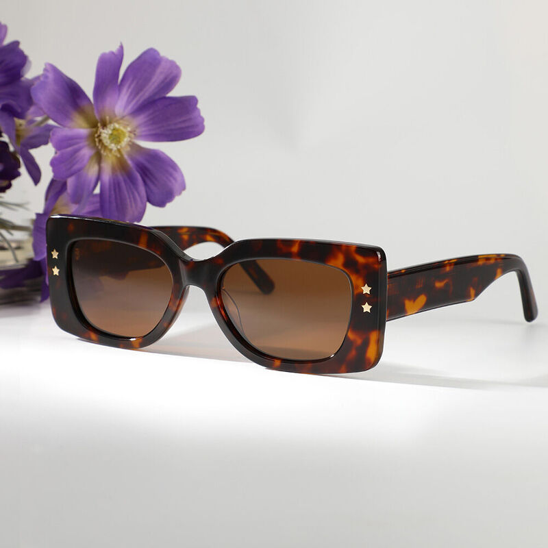 Boothy Rectangle Tortoise Sunglasses