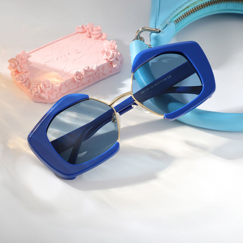 Cicely Geometric Blue Sunglasses
