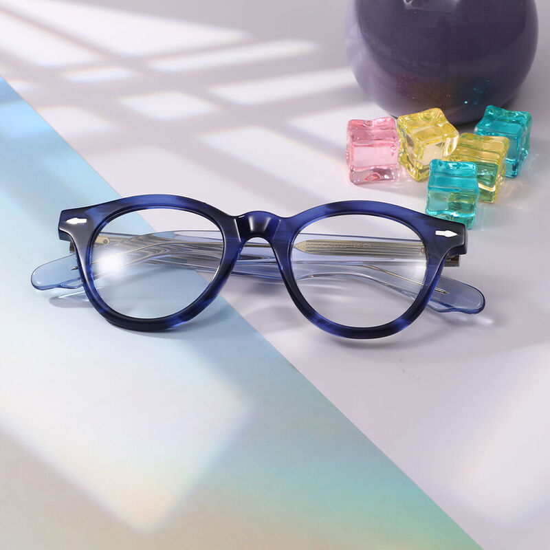 Hedm Round Blue Glasses