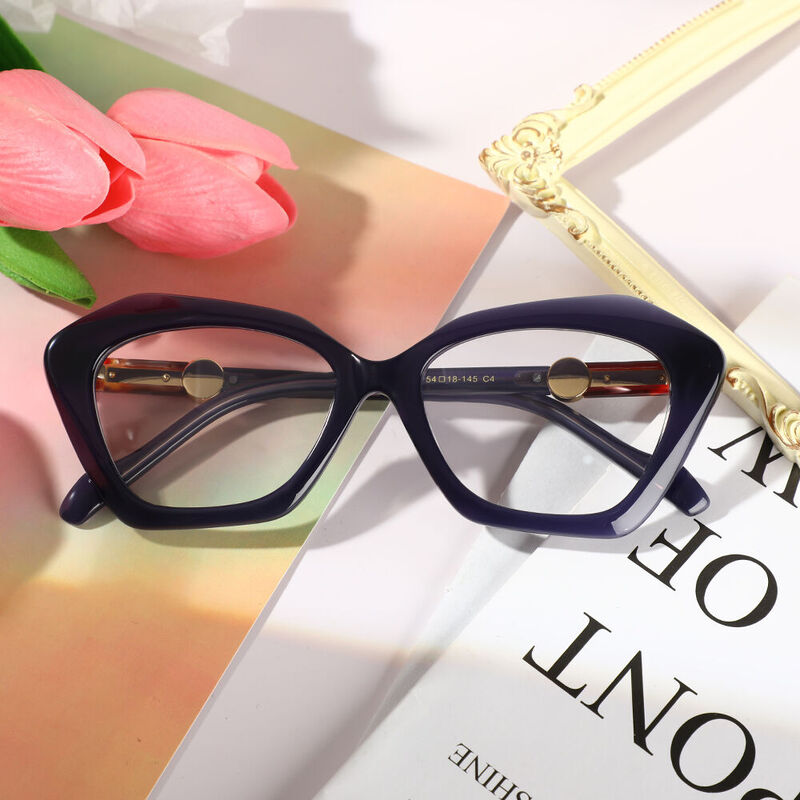 Elizabeth Cat Eye Blue Glasses