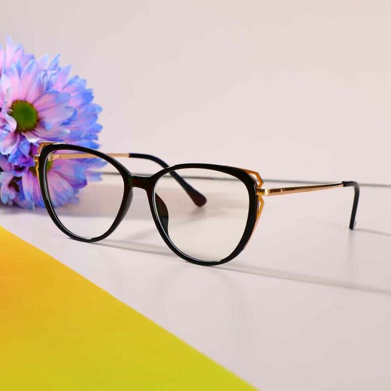 Crystal Cat Eye Black Glasses