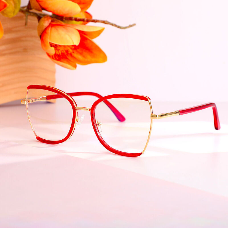 Novia Cat Eye Red Glasses
