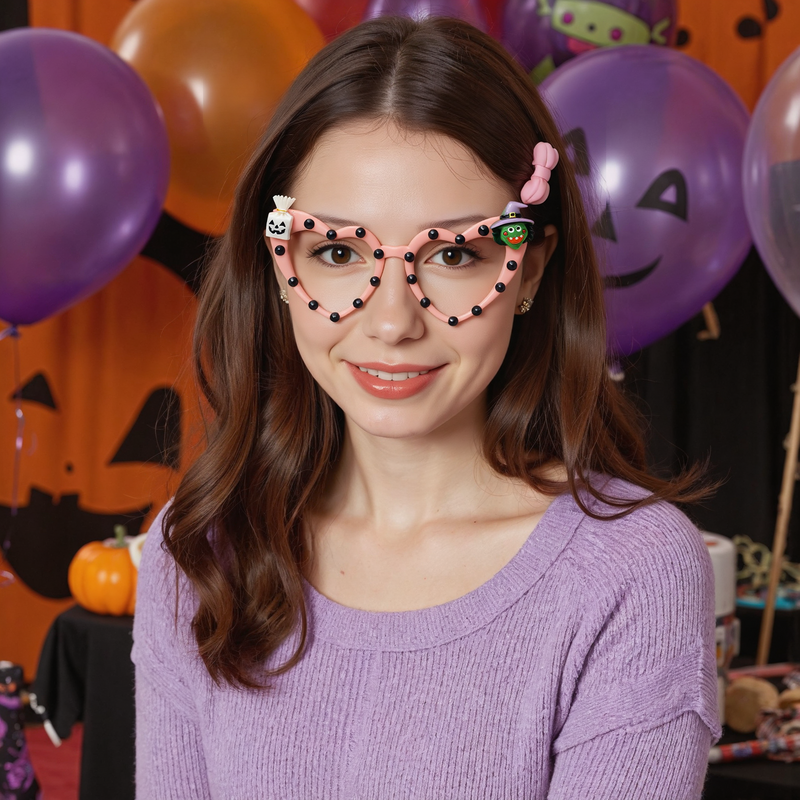 Halloween Cedriea Heart Pink Glasses