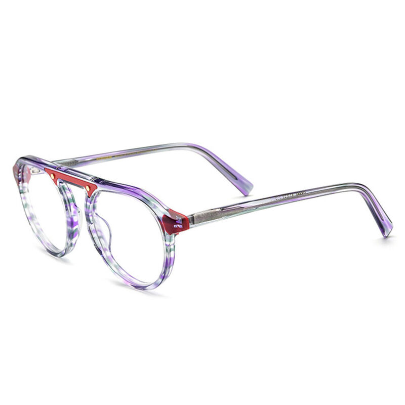 Jailynn Aviator Round Purple Glasses