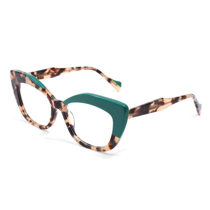 Caswell Cat Eye Green Tortoise Glasses