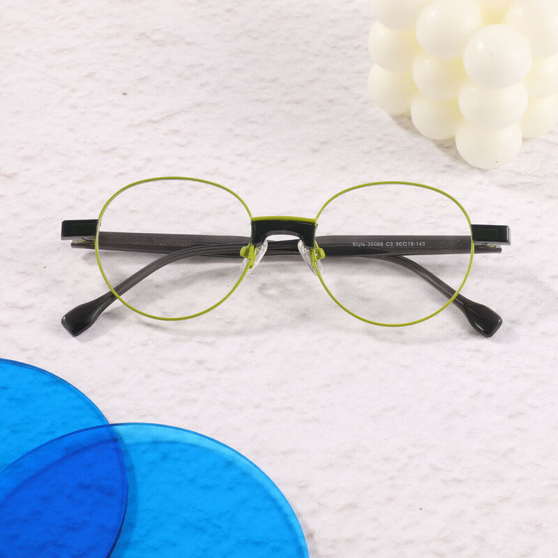 Herty Round Green Glasses