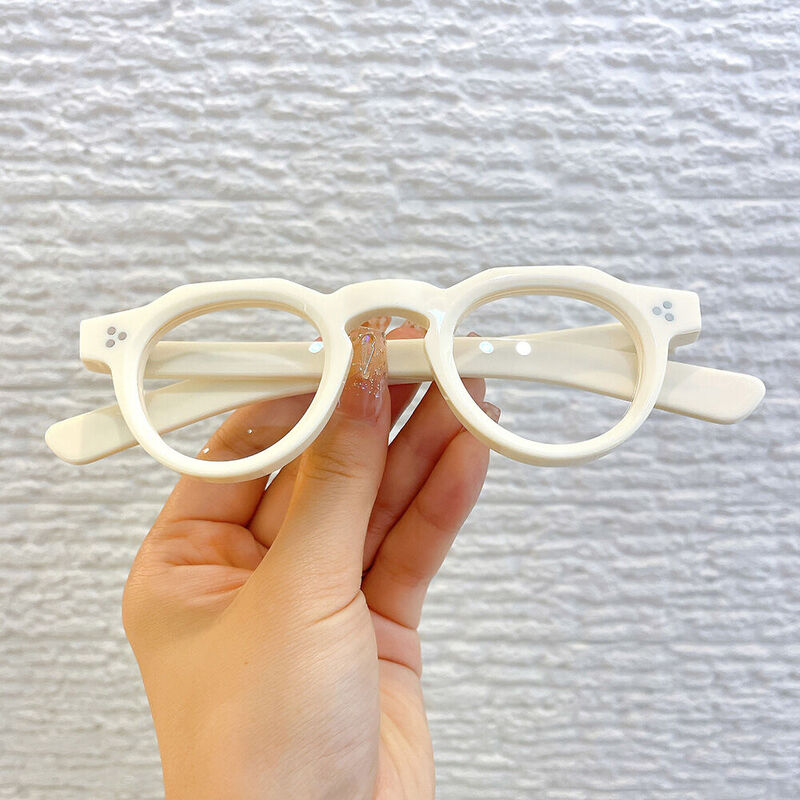 Cedrica Round White Glasses