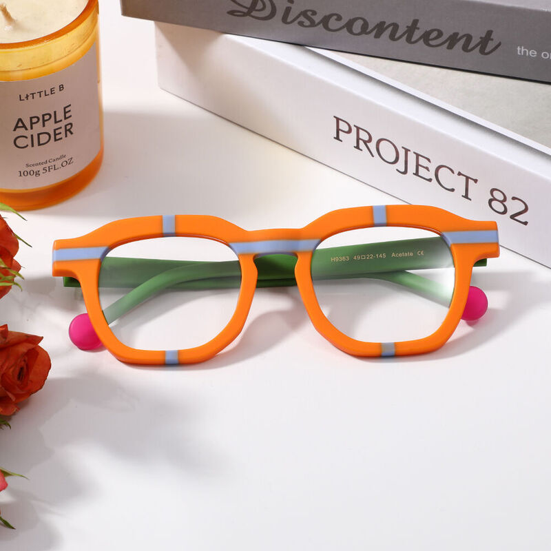 Jasen Square Orange Glasses