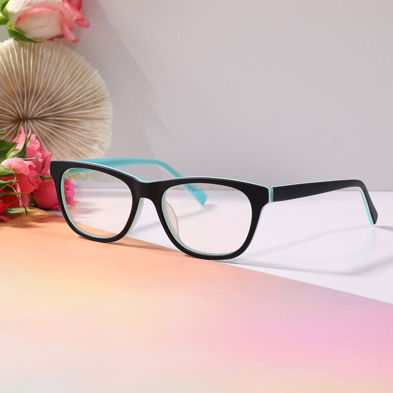 Elean Rectangle Black Blue Glasses