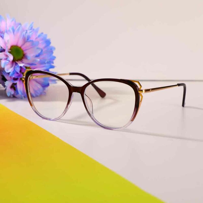Crystal Cat Eye Purple Glasses