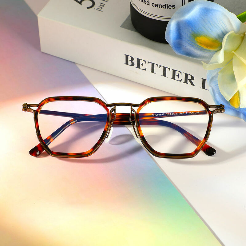 Elizabet Geometric Tortoise Glasses