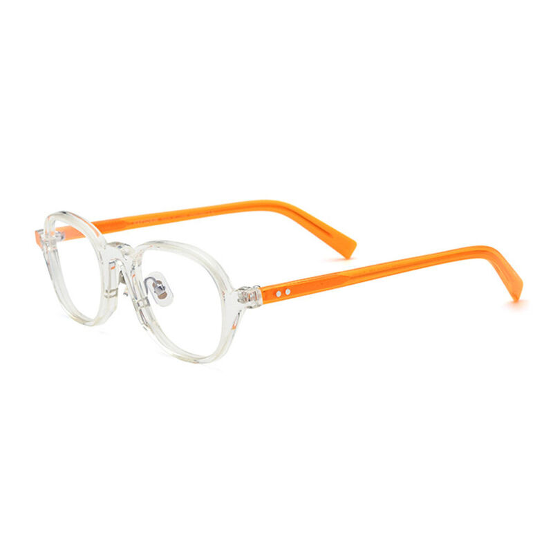 Lisa Round Clear Orange Glasses