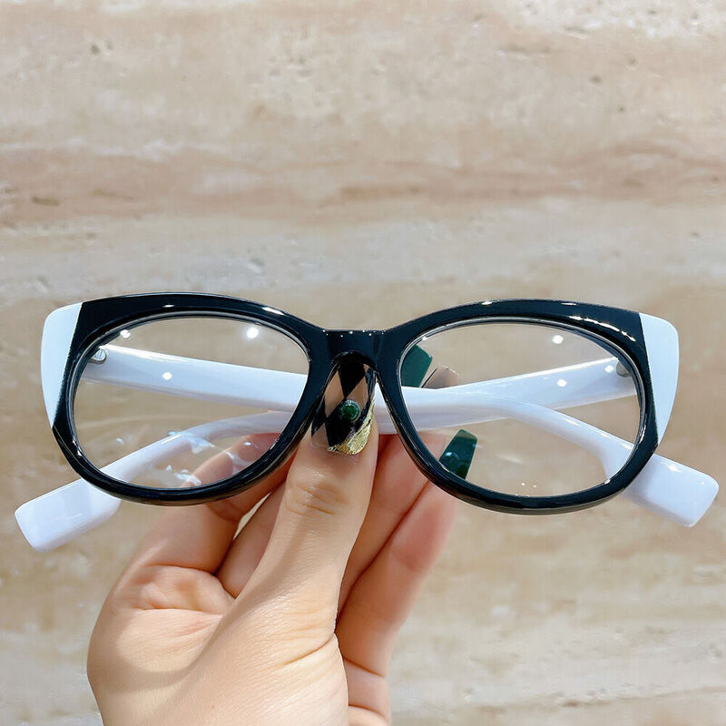 Ted Cat Eye Black White Glasses